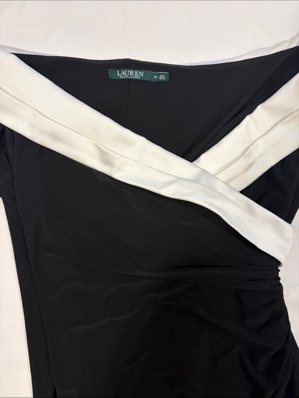 LAUREN Ralph Lauren Black Dress with White Crossover Trim